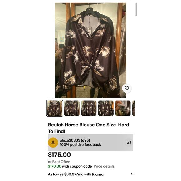 Beulah Style Women's All Size RARE Running Horse Oversized Equestrian Button Top - Picture 9 of 12